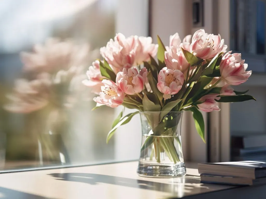 bouquet de fleurs roses dans un vase