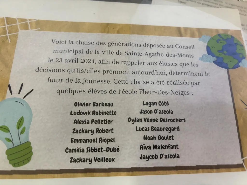 Une plaque avec des noms