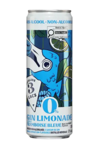 3 Lacs Gin Limonade Framboise Bleue 0%. Photo gracieuseté SAQ